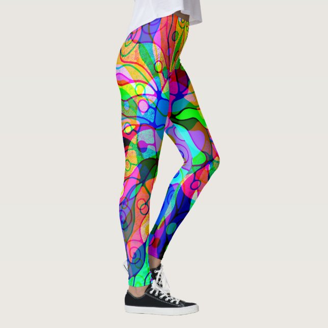 Skitning av fantasy Art - Abstrakt Neon Shift 1 Leggings (Höger)