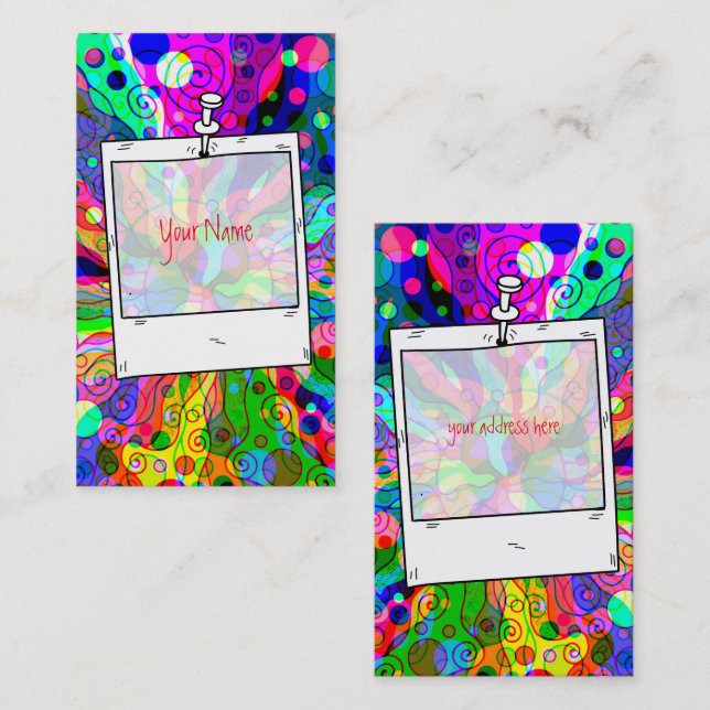 Skitning av fantasy Art - Abstrakt Neon Shift 1 Visitkort (Fram/baksida)