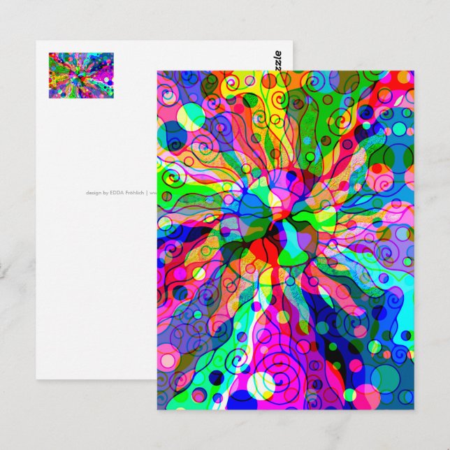 Skitning av fantasy Art - Abstrakt Neon Shift 1 Vykort (Fram/baksida)