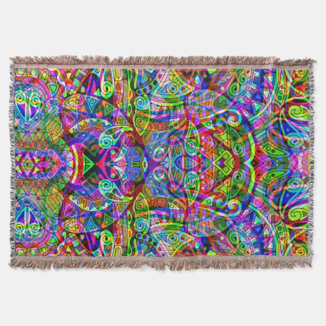 Skitning av fantasy Art - Abstrakt Neon Shift 3 Filt (Framsidan)