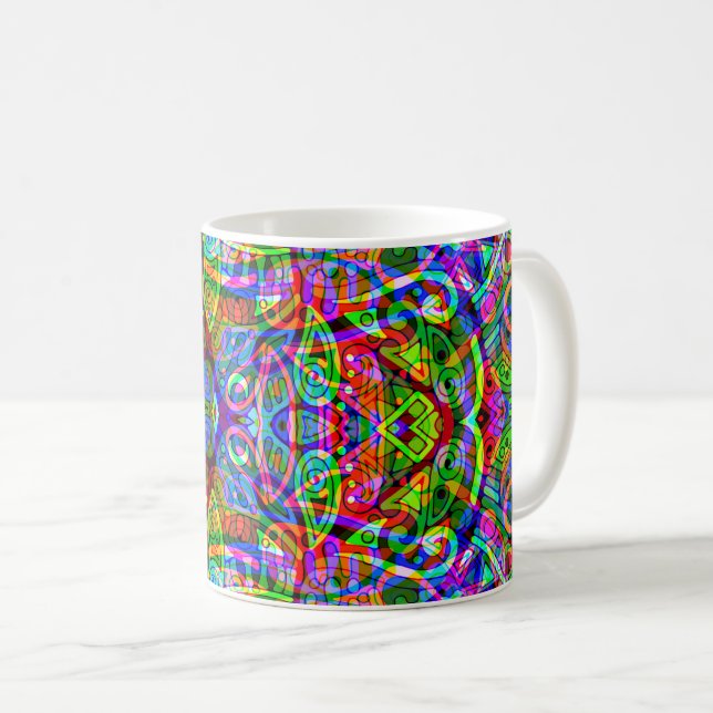 Skitning av fantasy Art - Abstrakt Neon Shift 3 Kaffemugg (Framsida höger)
