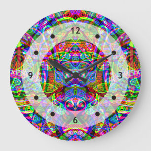 Skitning av fantasy Art - Abstrakt Neon Shift 3 Stor Klocka