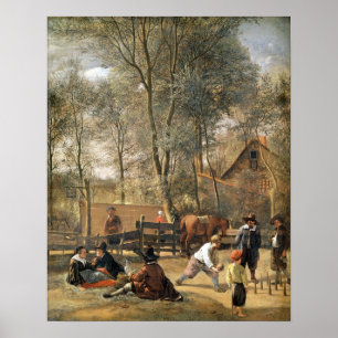 Skittelspelare utanför Inn, c.1660-63 Poster