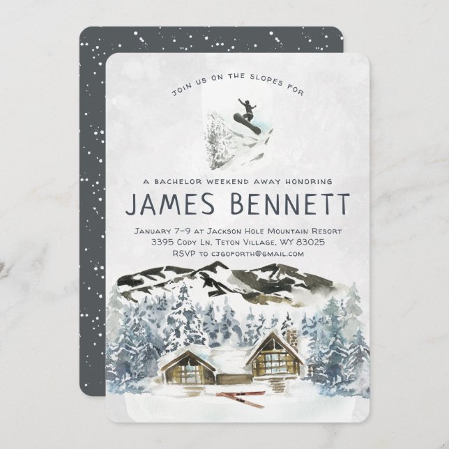 Skiutflykt för möhippa inbjudan (Fram/baksida)