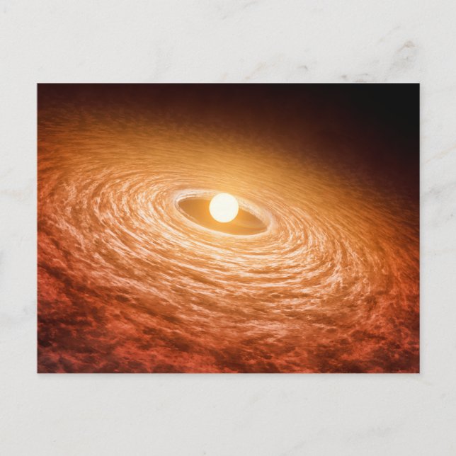 Skiva av material som omger stjärnan Fu Orionis. Vykort (Framsida)