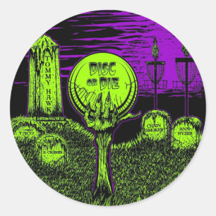 Skiva eller disk - Golf-design för disk Runt Klistermärke