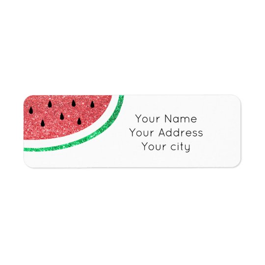 skiva för fauxglittervattenmelon returadress etikett