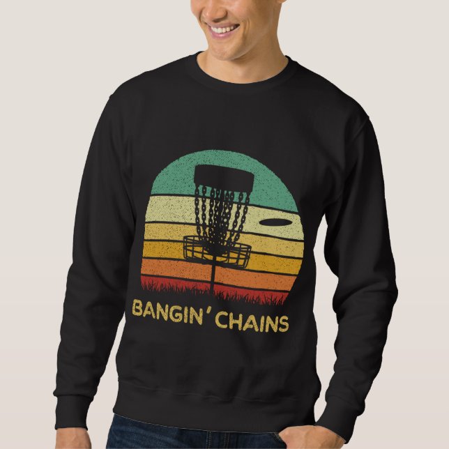 Skiva Golf Bangin Chains Retro Manar Gift Lång Ärmad Tröja (Framsida)