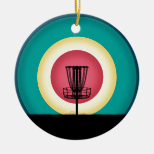 Skiva Golf Basket Silhouette Julgransprydnad Keramik