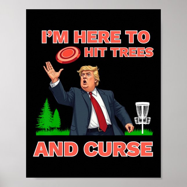 Skiva Golf Shirt funny Slå Träd och Curse Retro di Poster (Framsidan)