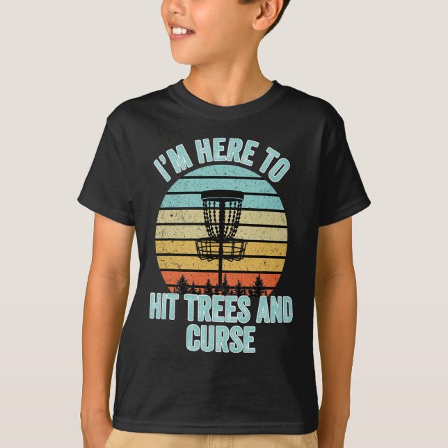 Skiva Golf Shirt funny Slå Träd och Curse Retro di T (Framsida)
