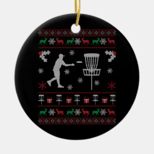 Skiva Golf Ugly jul Sweater Gift for Disk Julgransprydnad Keramik