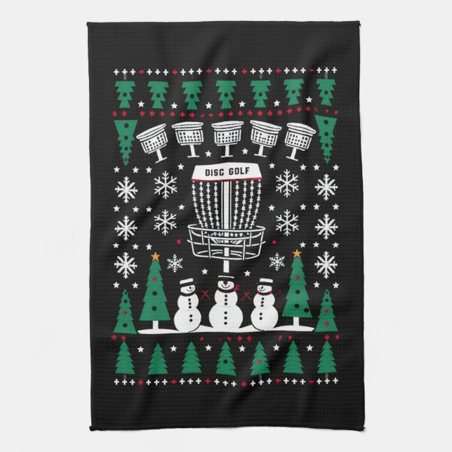 Skiva Golf Ugly jul Sweater Pajama Gifts Kökshandduk (Vertikal)