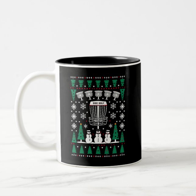 Skiva Golf Ugly jul Sweater Pajama Gifts Två-Tonad Mugg (Vänster)