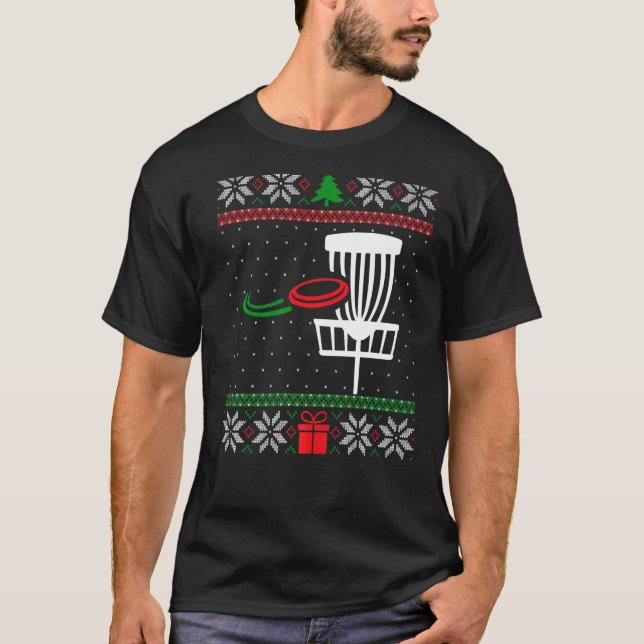 Skiva Golfer Matching Ugly juldisk Golf Fris T Shirt (Framsida)