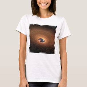 Skiva med dammhaltigt material som läcker från stj t shirt
