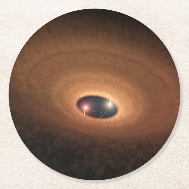 Skiva med dammhaltigt material som läcker från stj underlägg papper rund (Framsidan)