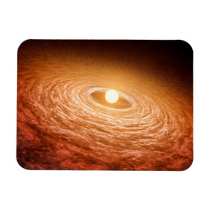 Skiva med material som omger Star Fu Orionis. Magnet