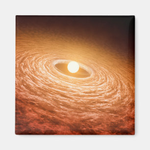 Skiva med material som omger Star Fu Orionis. Magnet