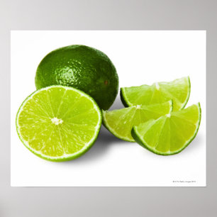 Skivad limefruktkil, på vitbakgrund, snitt ut poster
