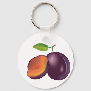 Skivad öppen plommon Keychain Nyckelring