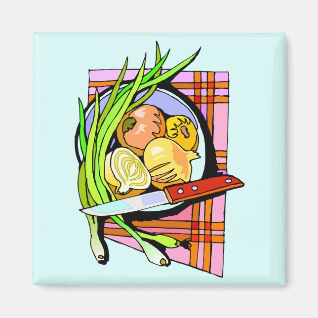 Skivade lök och potatis magnet (Framsidan)