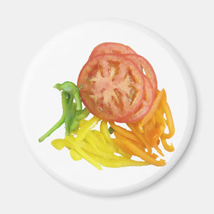 skivade tomat och peppar magnet