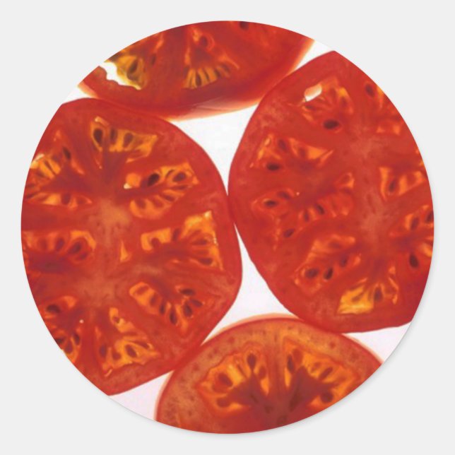 Skivade tomater runt klistermärke (Framsida)