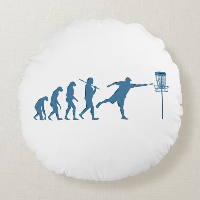 Skivans Golf Evolution - Roligt Gift for Disk Golf Rund Kudde (Framsidan)