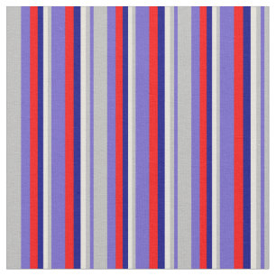 Skivblått, Grått, Beige, Blue och Red Mönster Tyg