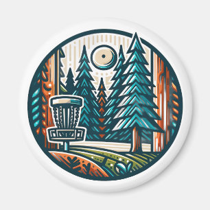 Skivgolf i Skogen Retro Vibe Art Magnet