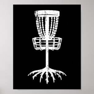 Skivgolfmålets träd-rotskog i basket poster