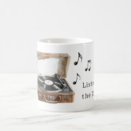Skivinspelare Musiknoter Kaffemugg