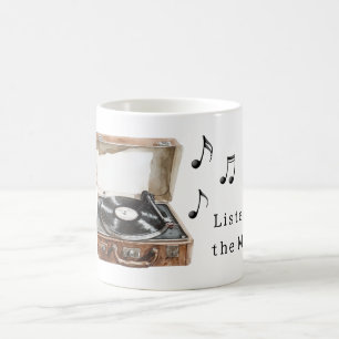 Skivinspelare Musiknoter Kaffemugg