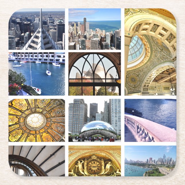 Skivor av Chicago Underlägg Papper Kvadrat (Framsidan)