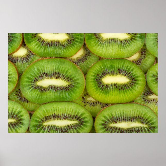 Skivor av färsk och mogen kiwi-frukt i rowsbrun,c poster (Framsidan)