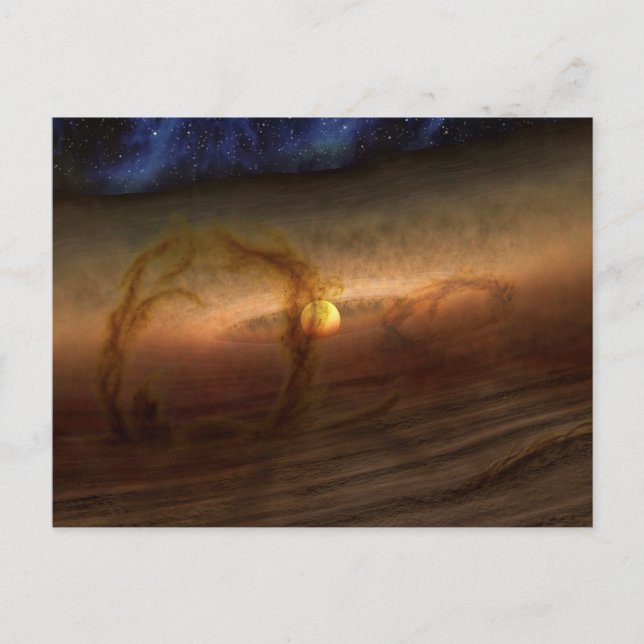 Skivor av planetbildande material som kretsar krin vykort (Framsida)