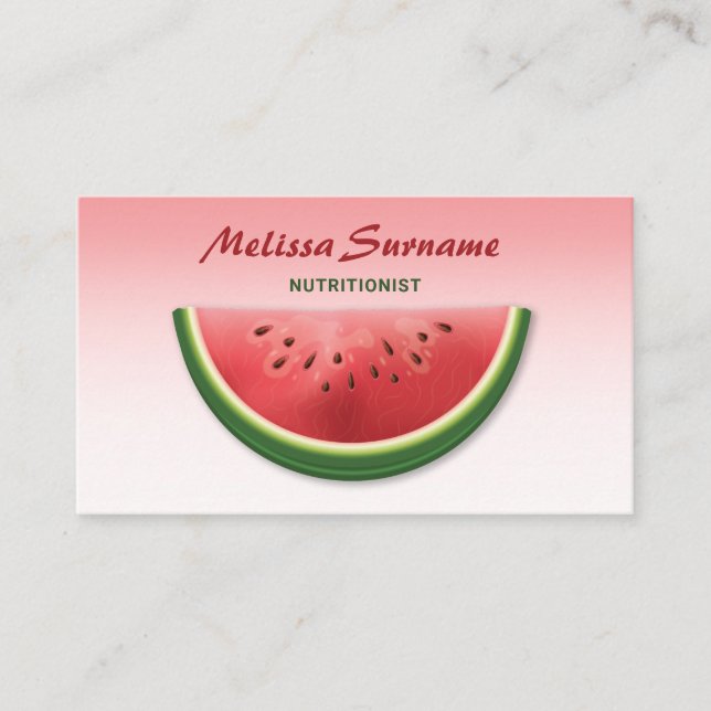 Skivor av rosa vattenmelon dietist nutritionist visitkort (Framsida)
