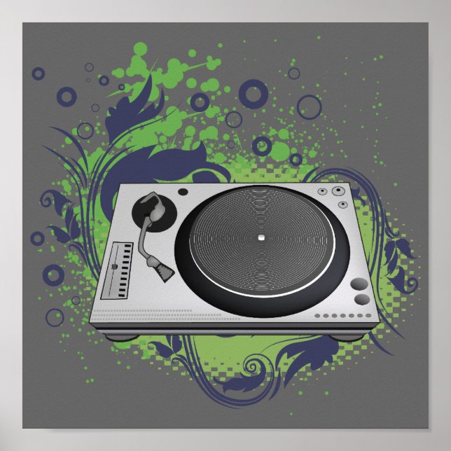 skivspelar-dj  vektor poster (Framsidan)