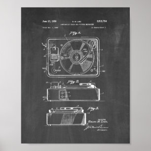 Skivspelarepatent - svart tavla poster