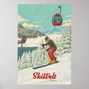SkiWelt Österrike Skidort Resa Affisch