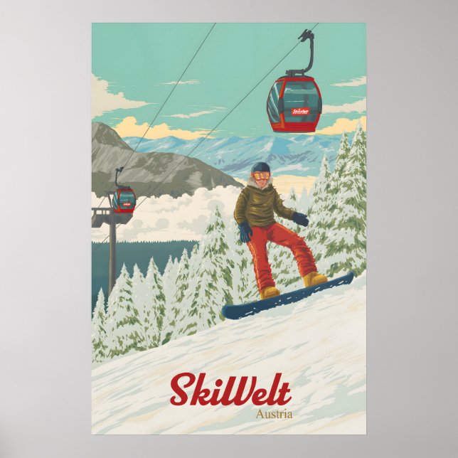 SkiWelt Österrike Snowboard-resor Affisch (Framsidan)