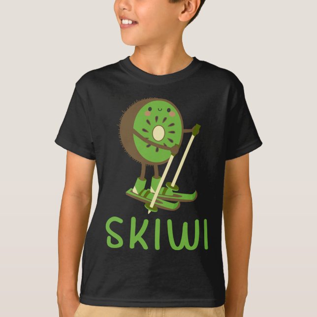 Skiwi Kiwi Ski Skier Fruit Fruit Winter Sports Ap T Shirt (Framsida)