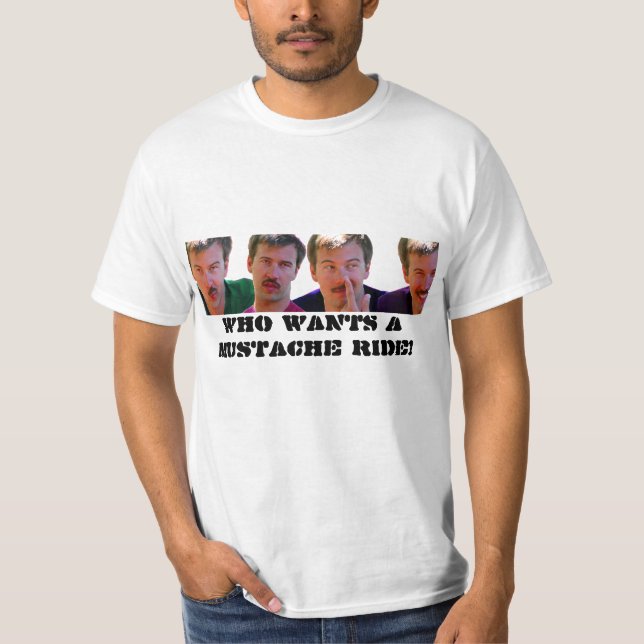 skjorta 1, WHO för wes t ÖNSKAR en MUSTASCHRITT! Tee (Framsida)