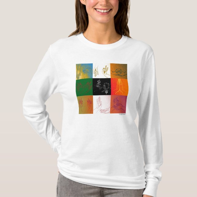 Skjorta för 9 Mudras T Tee Shirt (Framsida)