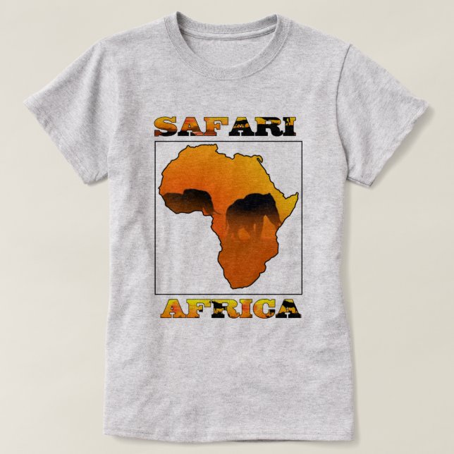Skjorta för afrikakartaSafari T med elefanter T-shirt (Design framsida)