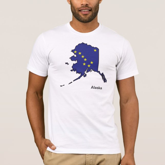 Skjorta för Alaska flaggakarta Tee Shirt (Framsida)