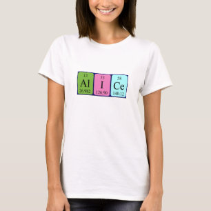 Skjorta för Alice periodisk bordnamn Tee Shirt