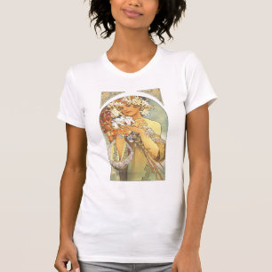 Skjorta för Alphonse Mucha "blomma" art nouveau Tee