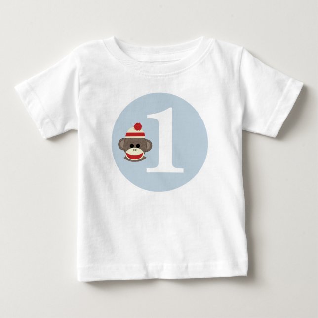 Skjorta för anpassadesock monkeyfödelsedag tee shirt (Framsida)